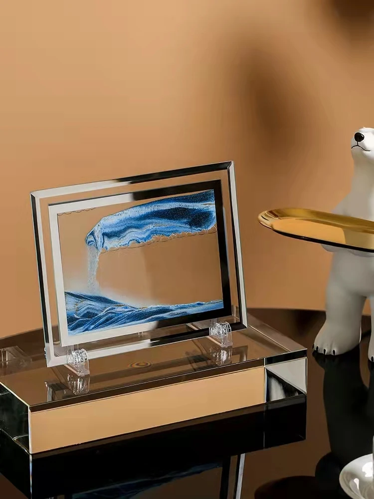 Imagen de Arte de arena m&oacute;vil de 10 pulgadas, cristal redondo 3D, paisaje de arena de mar profundo, pantalla en movimiento, marco de arena fluida, pintura de arena-4