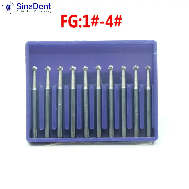 10 шт. зубные боры FG 1-4# Круглый Карбид вольфрама боры для высокоскоростного наконечника эндодонтические дрели Endo напильники
