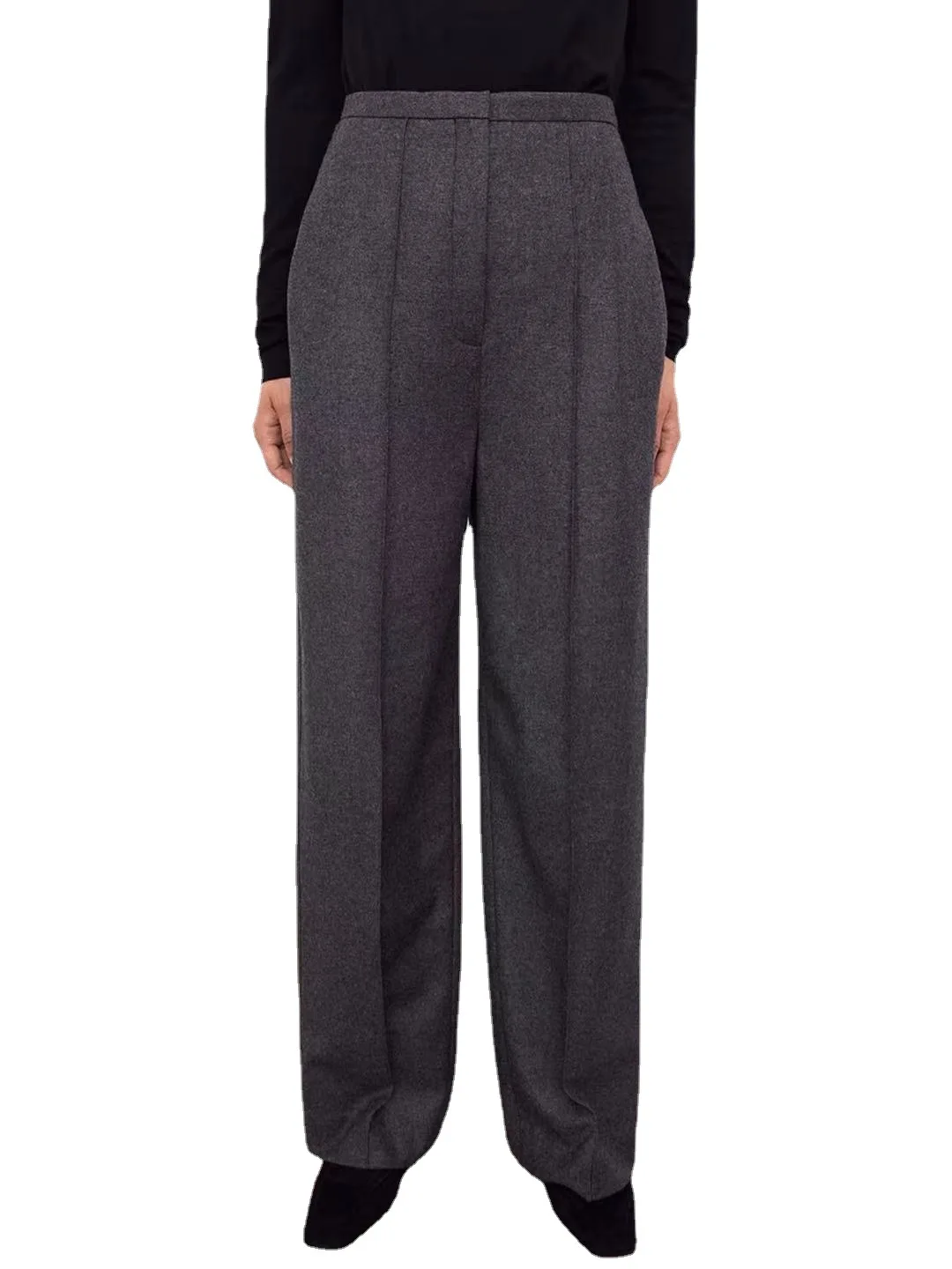 Wool Blend Stretch High-waist Casual Pants 2021 Autumn and Winter New Straight Wide-leg Pants Suit Pants