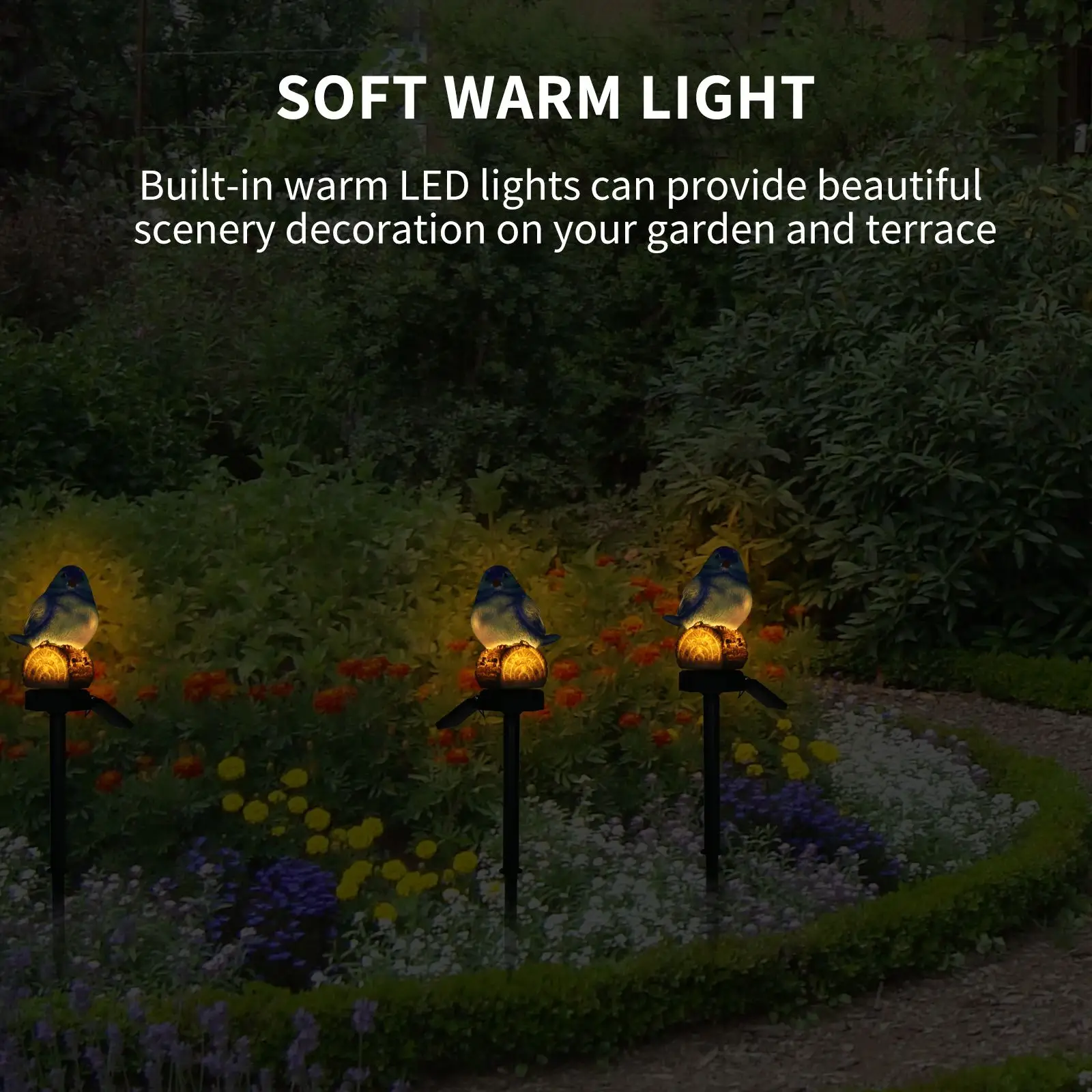 

Resin Bird Shaped Lawn Lights Blue Red Bird Shaped Energy Saving Solar-Powered Waterproof Lawn Lamp For Garden Yard Walkway