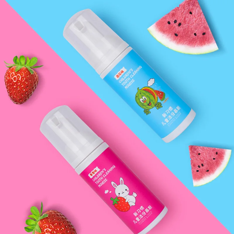 Pasta de dientes de espuma de sand&iacute;a de fresa, 60ml, eliminaci&oacute;n de manchas, limpieza bucal, pasta blanqueadora, Mousse, cuidado Dental-2