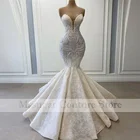 2021 удивительные кружевные свадебные платья-русалки с бисером аппликации милое Африканское свадебное платье Vestido De Noiva