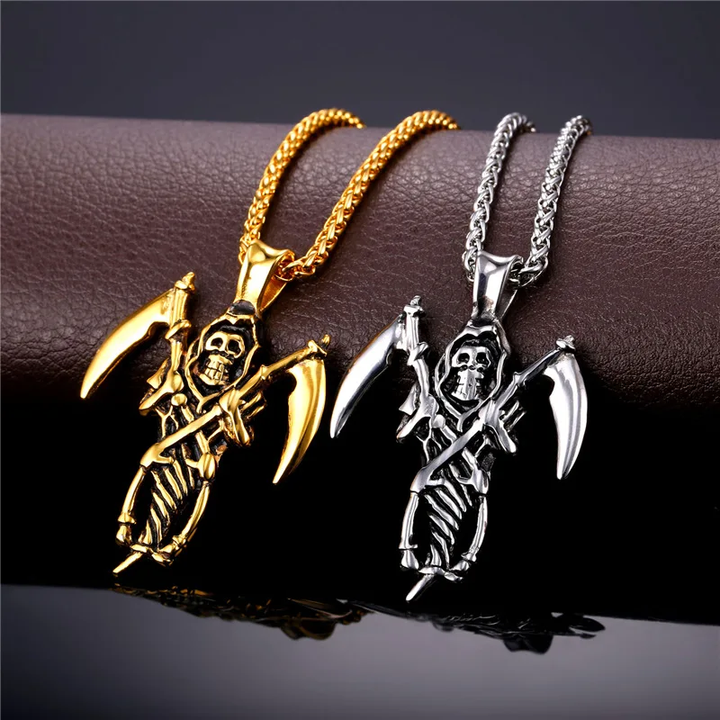 Ожерелья и подвески Collare в стиле панк-рок с черепом ожерелье из нержавеющей стали