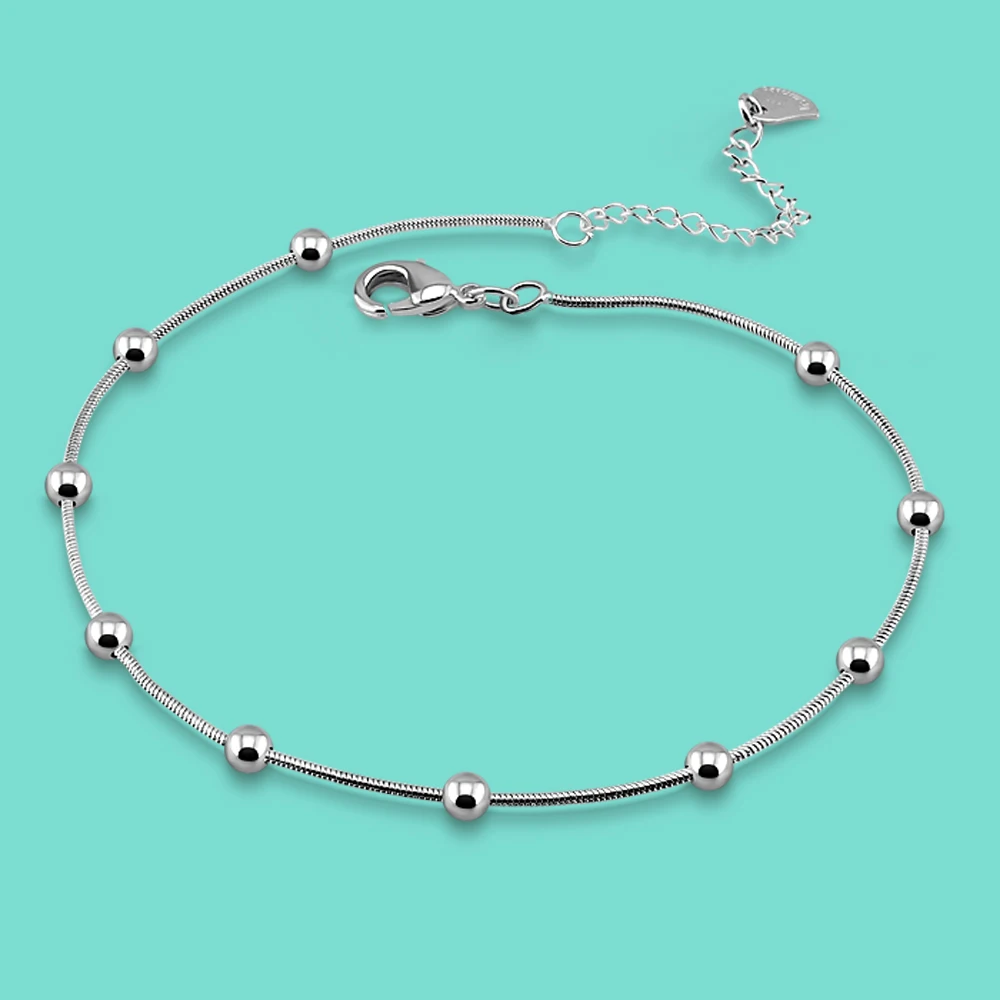 

Женский браслет на ногу из серебра пробы, с подвеской из бисера