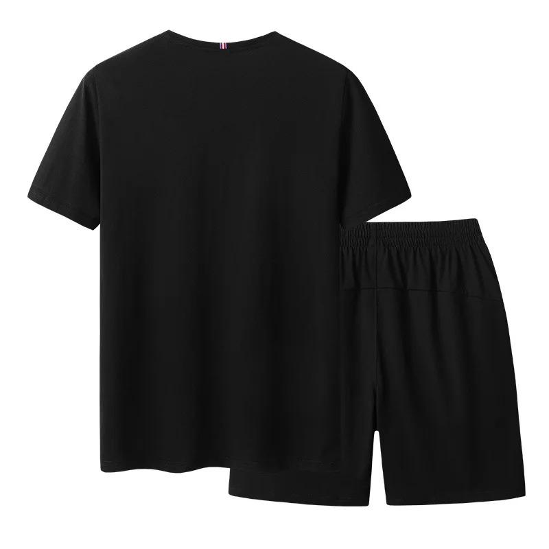 Мужской летний спортивный костюм из хлопка с цифровой печатью для бега свободный