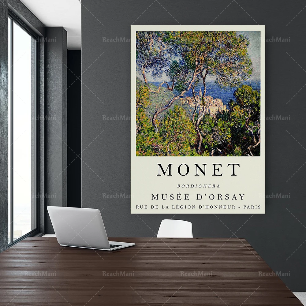 

Claude Monet Exhibition Poster, Bordighera, Gallery Quality Art, Floral Art Print, Garden, Scenery, Nature, Wall Art Decor