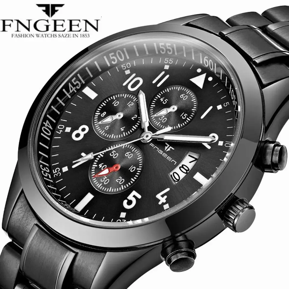 Мужские часы Роскошные FEGEEN серии кварцевые Relojes мужские водонепроницаемые