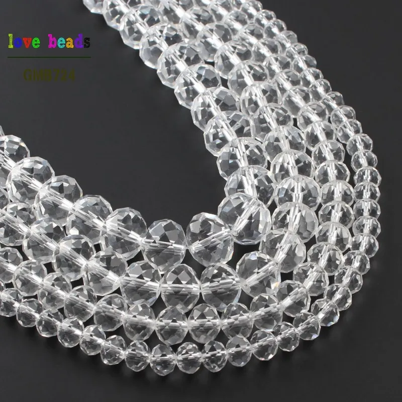 Оптовая продажа граненого прозрачного стекла ронделли разделительные бусины