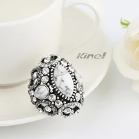 kinel white natural stone big antique rings for women tibetan silver jewelry vintage wedding engagement crystal rings 2020 new