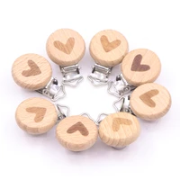 5pcs lovely wooden pacifier chain natural beech wood baby pacifier clips diy dummy clips accessory