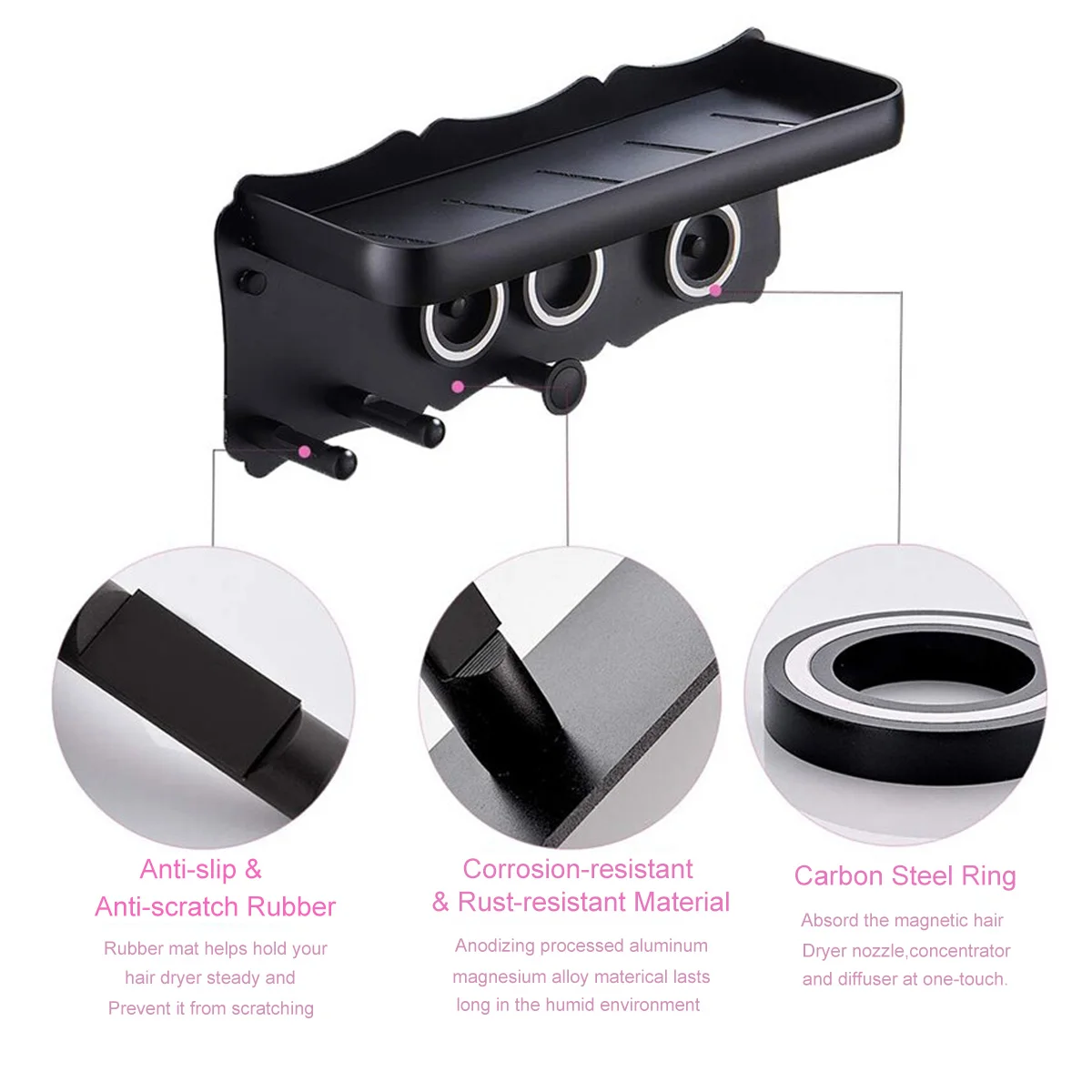 

Hair Dryer Holder Aluminum alloy Home Wall Mount Hanger For Dyson-Supersonic Hair Dryer Multifunction Bathroom Storage Holder