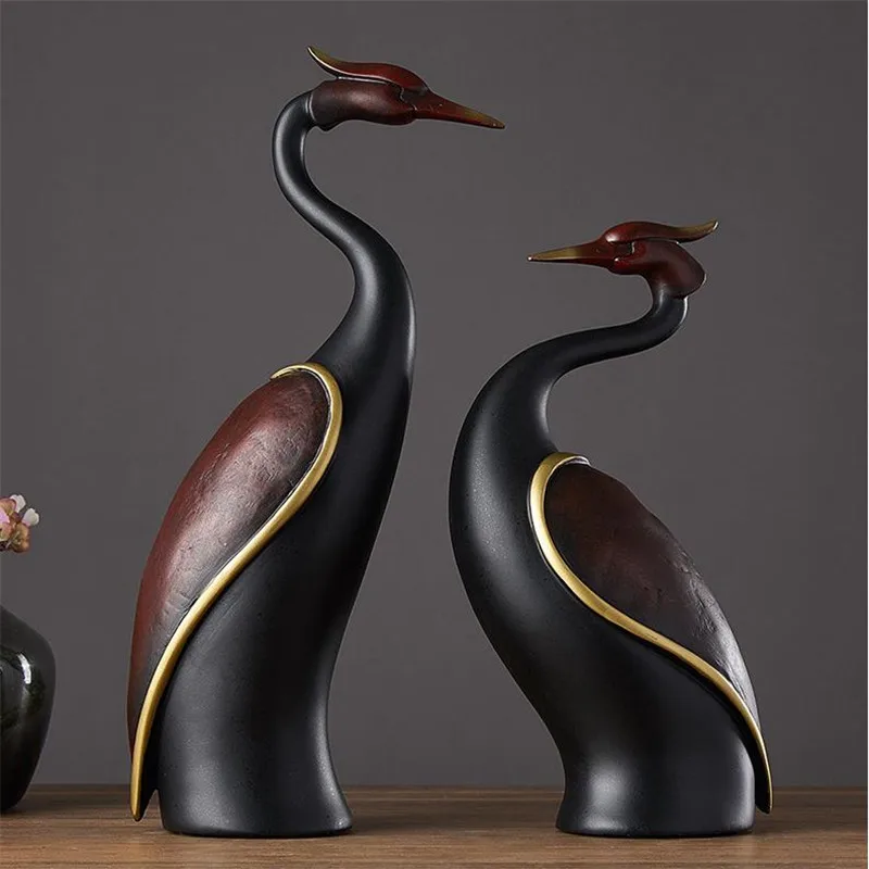 [HHT] Creative Resin Crafts Fairy Crane Desktop Ornaments Living Room Wine TV Cabinet Porch Entrance Home Decoration Accessories | Дом и сад