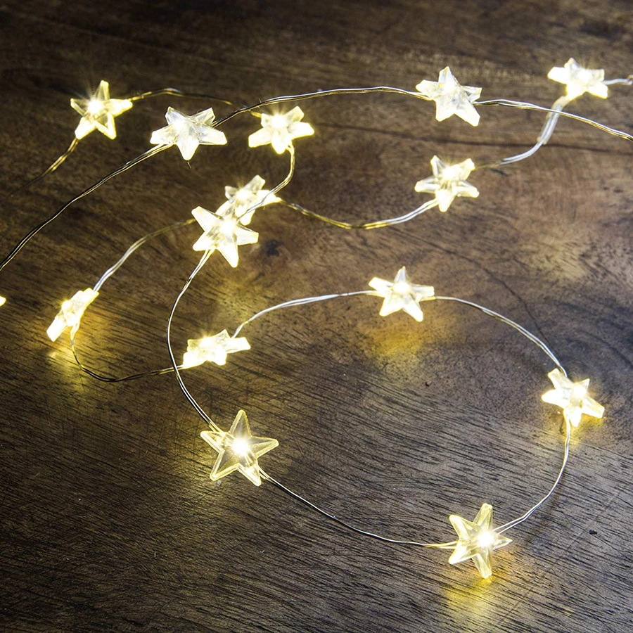 

2M/3M/4M Fairy Stars LED String Lights Battery Powered Copper Wire Christmas Decoration Night Lights for Holiday Wedding Party