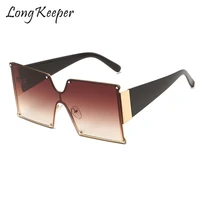 oversize brown sunglasses womenmen 2020 rimless gradient sun glasses luxury brand vintage shades eyeglasses uv400 oculos de sol