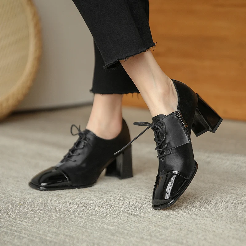 

MORAZORA 2021 New Brand Women Pumps Genuine Leather High Heels Ladies Shoes Spring Autumn Party Dress Shoes Black Rice White