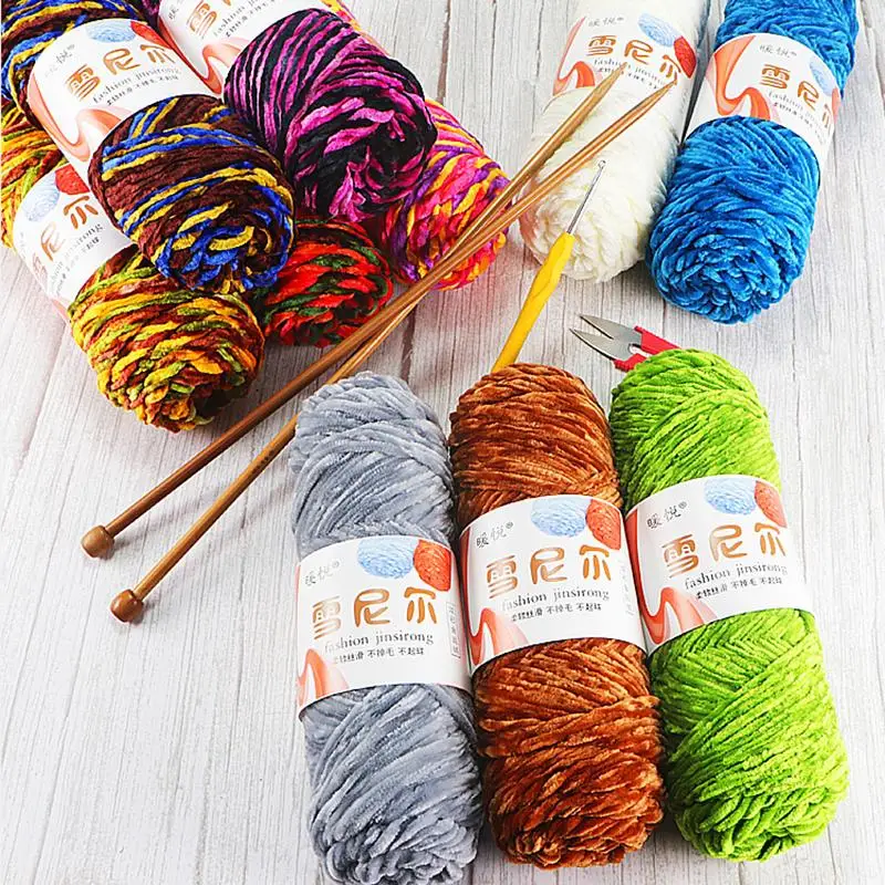 

100g/set Chenille Yarn for Knitting Anti-pilling Velvet Threads Polyester Blended Cotton Crochet Thread for Cardigan Scarf