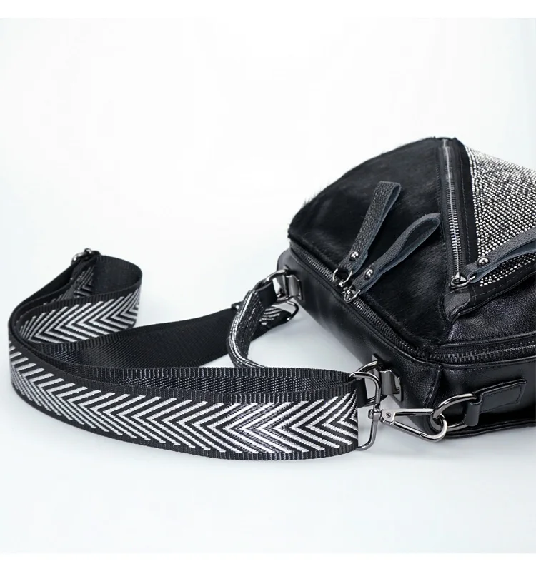 Fashion Horse Hair Messenger Bags Diamonds Satchels Horse Hair Patchwork handbag adies hand bags Diamonds Patchwork handbags