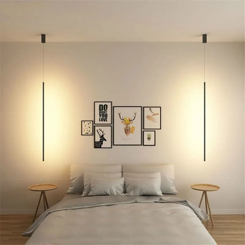

Nordic Strip Pendant Lights Bedroom Bedside Lamp Minimalist Home Decor Pendant Lamp Creative Living Room Light Fixture Dining