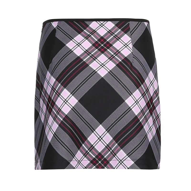 

Women's Retro Color Matching Skirt Zipper Slim Slimming Skirt Pink