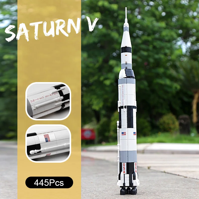 Высокотехнологичная серия Apollos 11 Saturn V Rocket Lunar Module строительные блоки