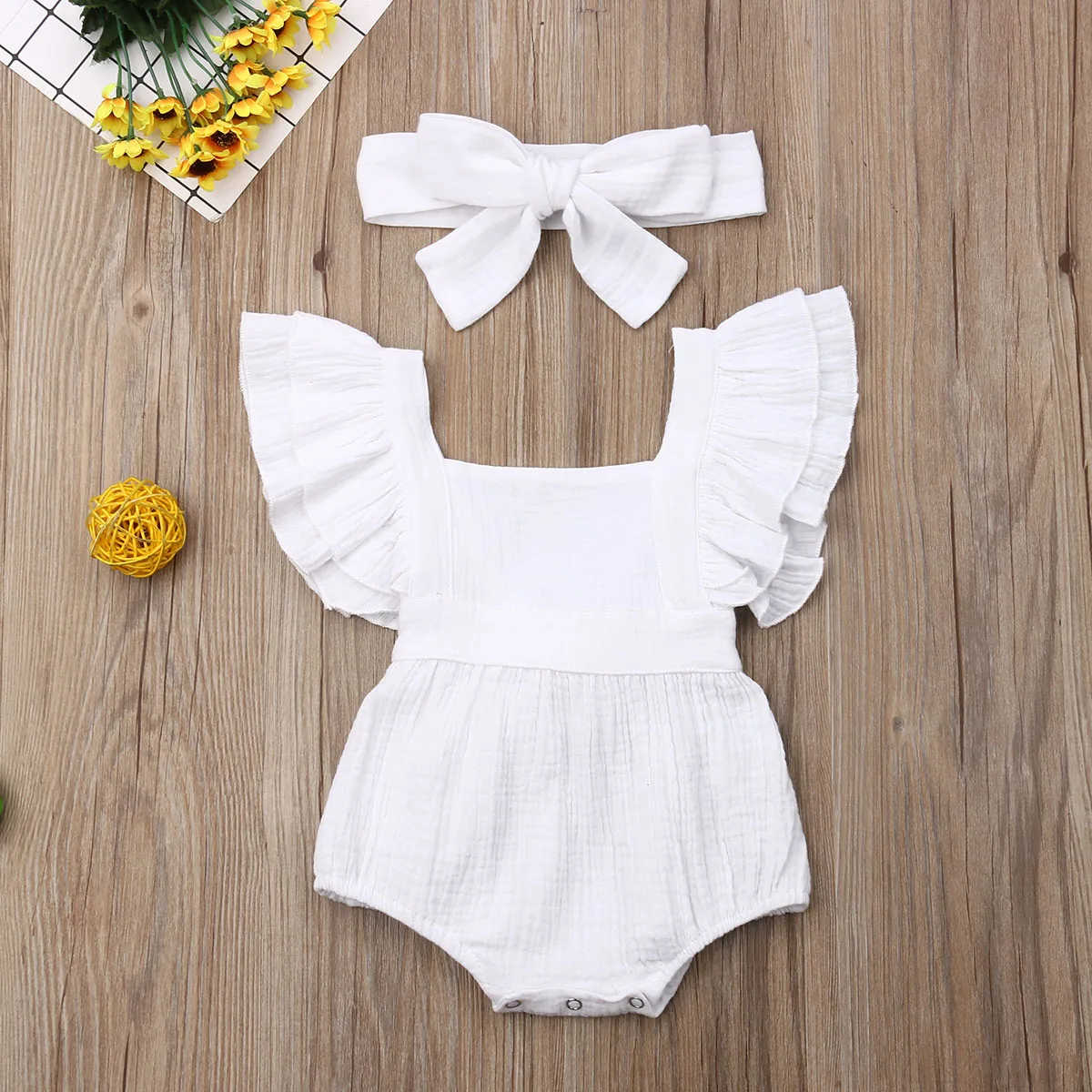 Комбинезон Pudcoco для новорожденных девочек однотонный хлопковый Ромпер без