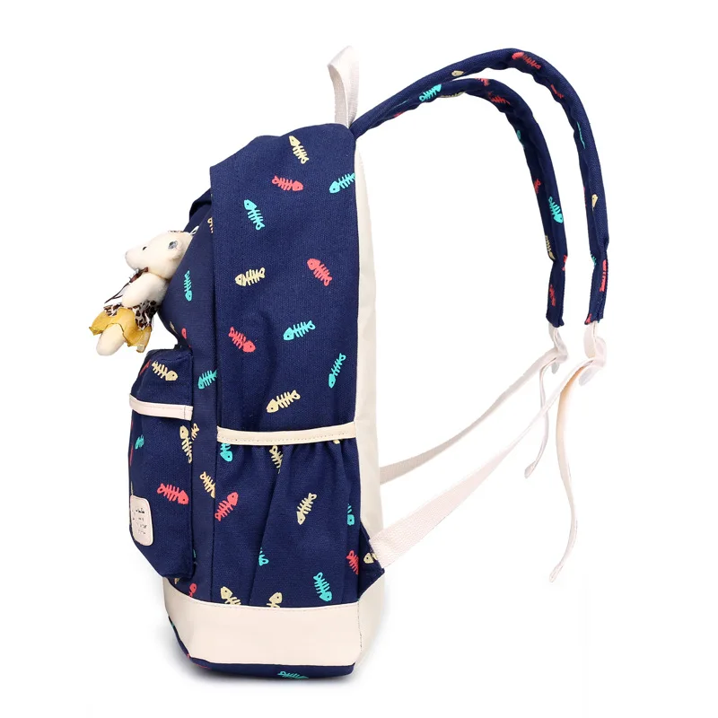 Холщовая школьная сумка для девочек-подростков 3 шт. модные рюкзаки с цветочным