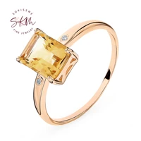 skm brand designer citrine rings 14k rose gold trendy luxury engagement wedding rings designer luxury fine jewelry