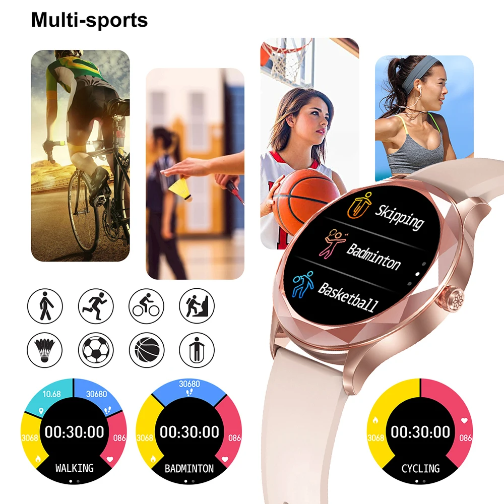 Модные женские Смарт часы STrollAR с сетчатым ремешком полностью сенсорный круглый