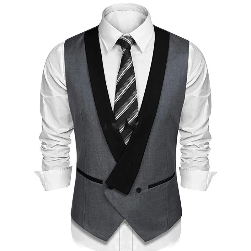 

Men's gray double-breasted one piece men's blazer black velvet shawl lapel custom wedding tuxedo jacket