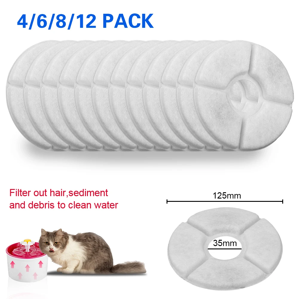 

Сменный фильтр с активированным углем для домашних животных, Круглый диспенсер для фонтана, сменные фильтры для питьевой воды для кошек