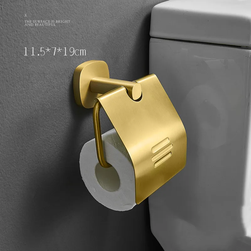 

Punch-free Creative Golden Space Aluminum Wall Mount Toilet Paper Holder Shelf Bathroom Accessories Roll Paper Tube Storage Box