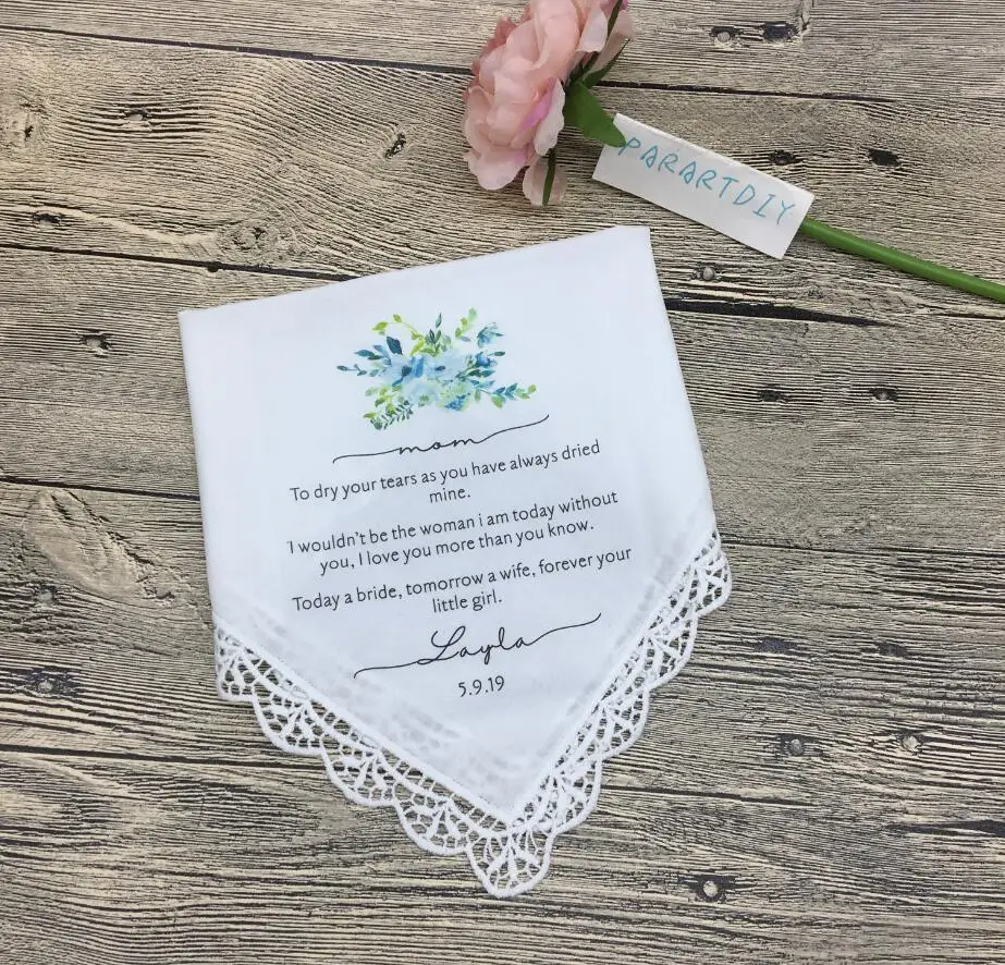 Носовой платок для матери невесты на любом языке носовой тещи Свадебный с
