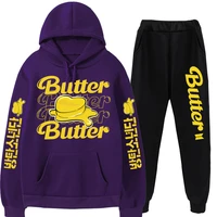 bangtan boys sports 2 pieces set sweatshirts pullover hoodies pants suit sweatpants trousers outfits butter casual tracksuit