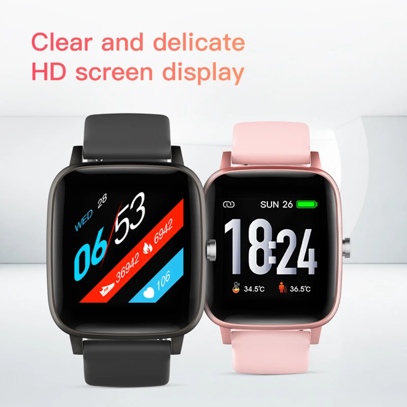 

T98 body temperature smart watch, blood pressure and heart rate monitoring, multi-sports full touch screen smart pedometer Bluet