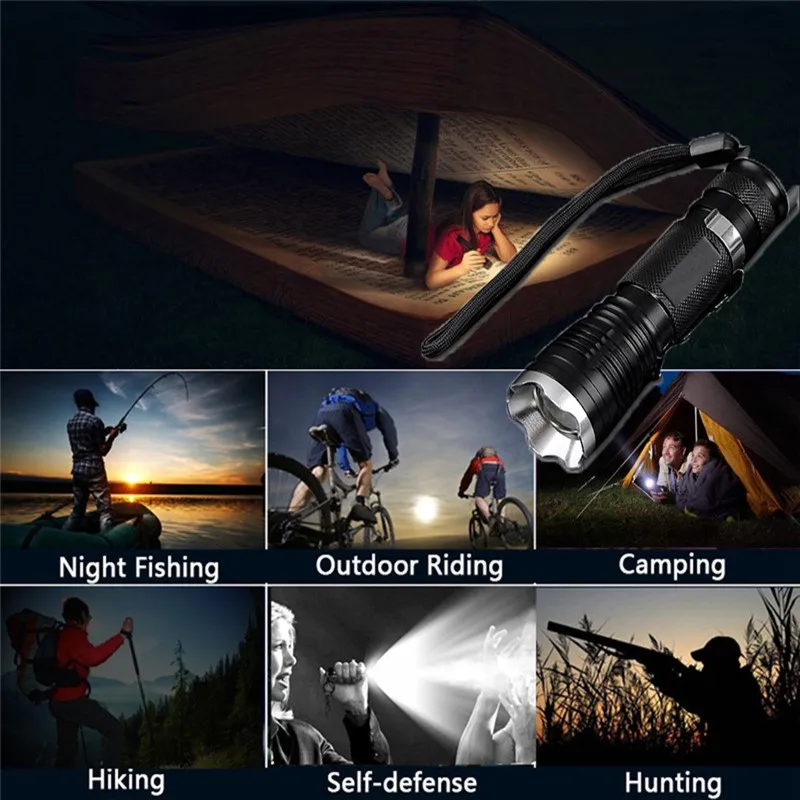 Super Bright Waterproof Most Powerful XML-T6 LED Flashlight Zoomable 5 modes torch 18650 Belt Clip Lantern z90 for outdoor FS | Освещение