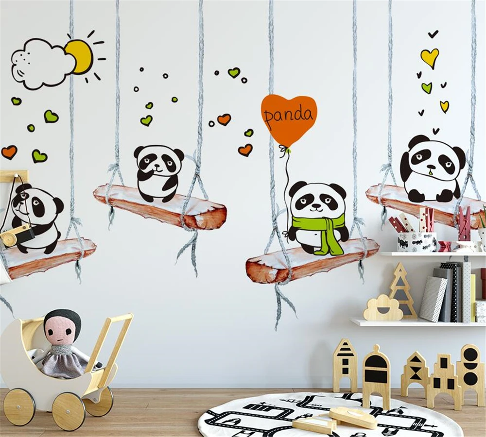

Beibehang Custom wallpaper fashion Nordic minimalist cartoon panda children's house decoration background wall papel de parede