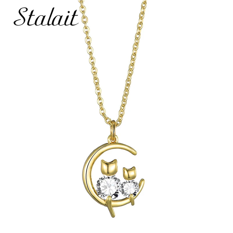 

Kpop Cat Moon Initial Necklaces For Women Gold-color Chunky Rhinestone Necklace Sailor Moon Luna Cat O-chain Bridesmaid Gift