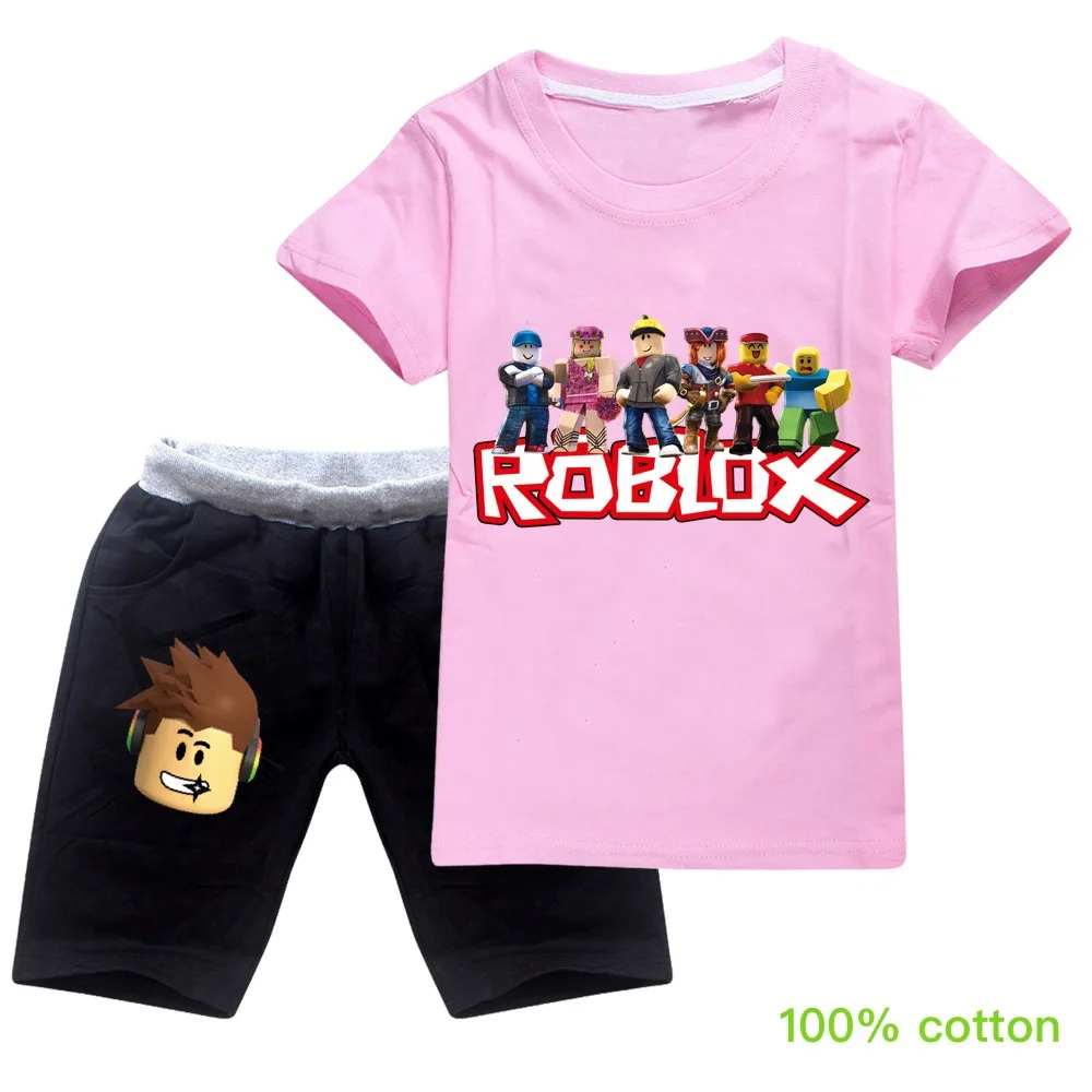

Robloxing Anime Toddler Boy Clothes 2021Summer Cotton Short Sleeve T Shirt + Shorts Creeper Cosplay Costume Girls Tops Pants Set