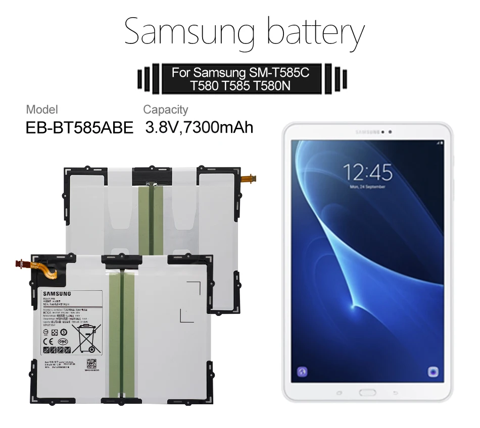 Samsung планшет Батарея EB-BT585ABE 7300 мАч для samsung Galaxy планшет Tab A 10,1 T580 SM-T585C T585 T580N батареи