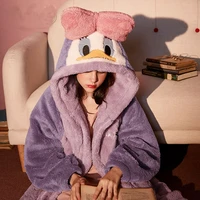 womens pajamas hooded nightgown cartoon cute warm pijama animal plush coral fleece sleepwear female girl homewear long bathrobe