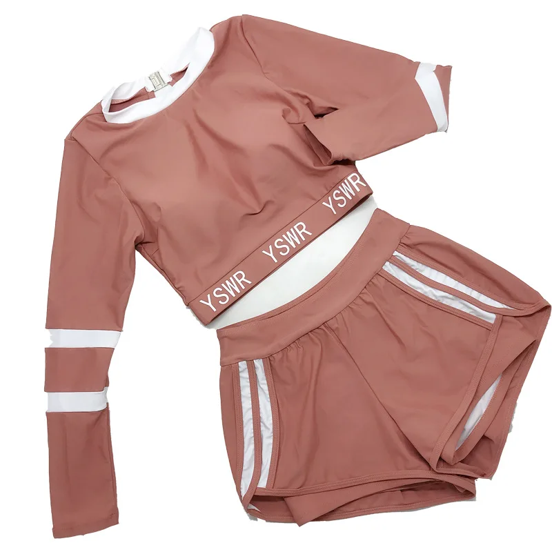 

Fashionable split shorts sport letter edge spa swimsuit women 2 pieces