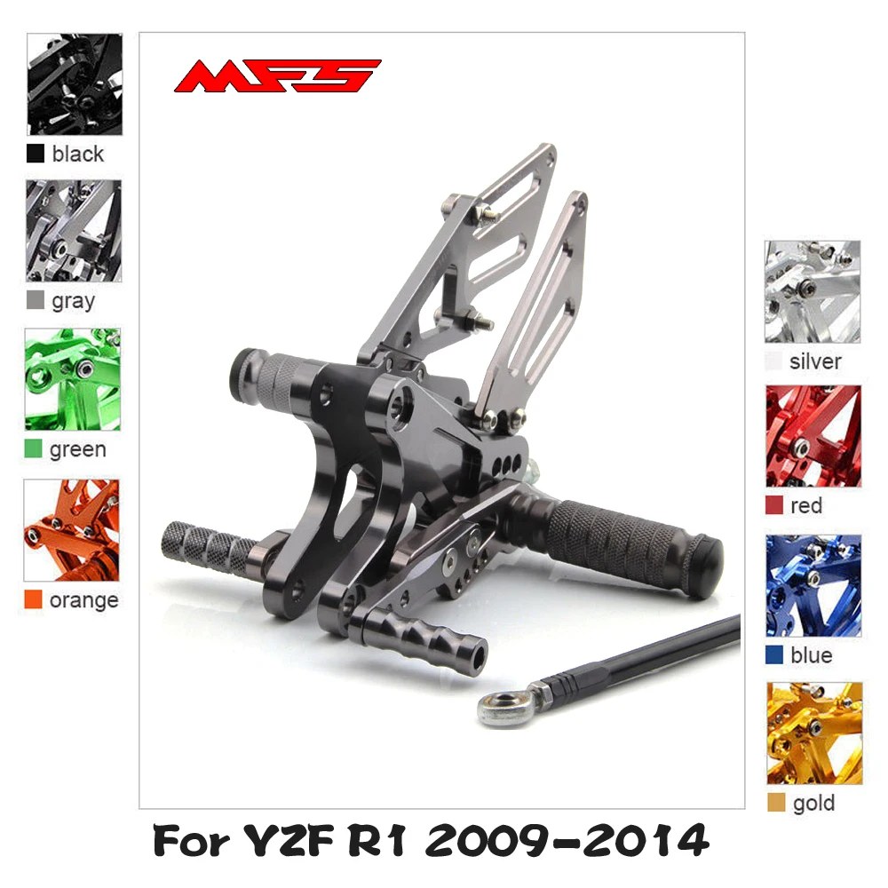 

MFS Motorcycle Rearset CNC Adjustable Foot Pegs Accessories For Yamaha YZF R1 2009 2010 2011 2012 2013 2014 Rear Set Foot Rests