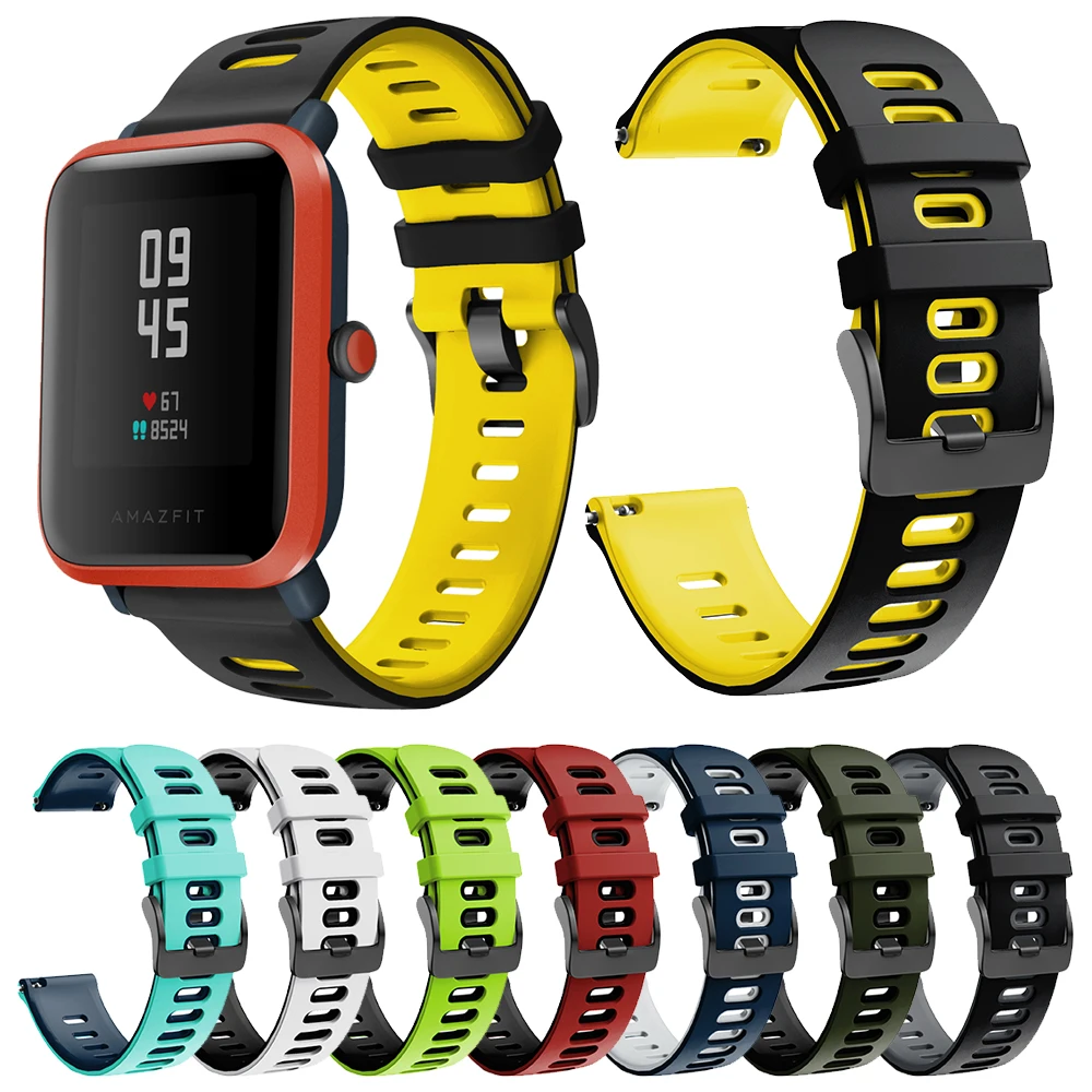 

Ремешок спортивный для смарт-часов Amazfit Bip S GTS, силиконовый браслет для наручных часов, быстросъемный дизайн, 20 мм