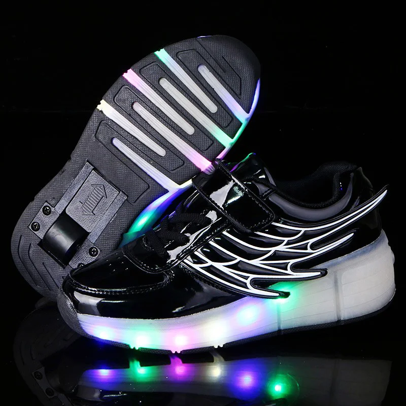 Gold Pink Black Cheap Child Fashion Girls Boys LED Light Roller Skate Shoes For Children Kids Sneakers With Wheels One wheels | Детская