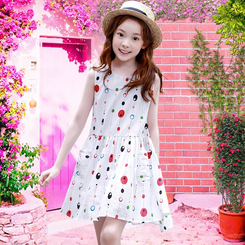 New Baby Princess Dress Dot Kids Dresses for Girls V Back Children Sundress Teen Summer Clothes Girl Clothing #5116 | Детская одежда и