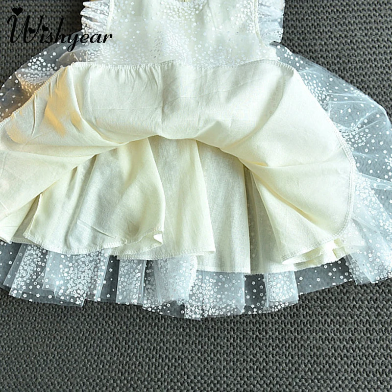 

Wishyear Chic Lack Butterfly Girls Clothes Summer Lace Princess Dresses Sleeveless Kids Dress Party Girls Children Clothing 2-6Y