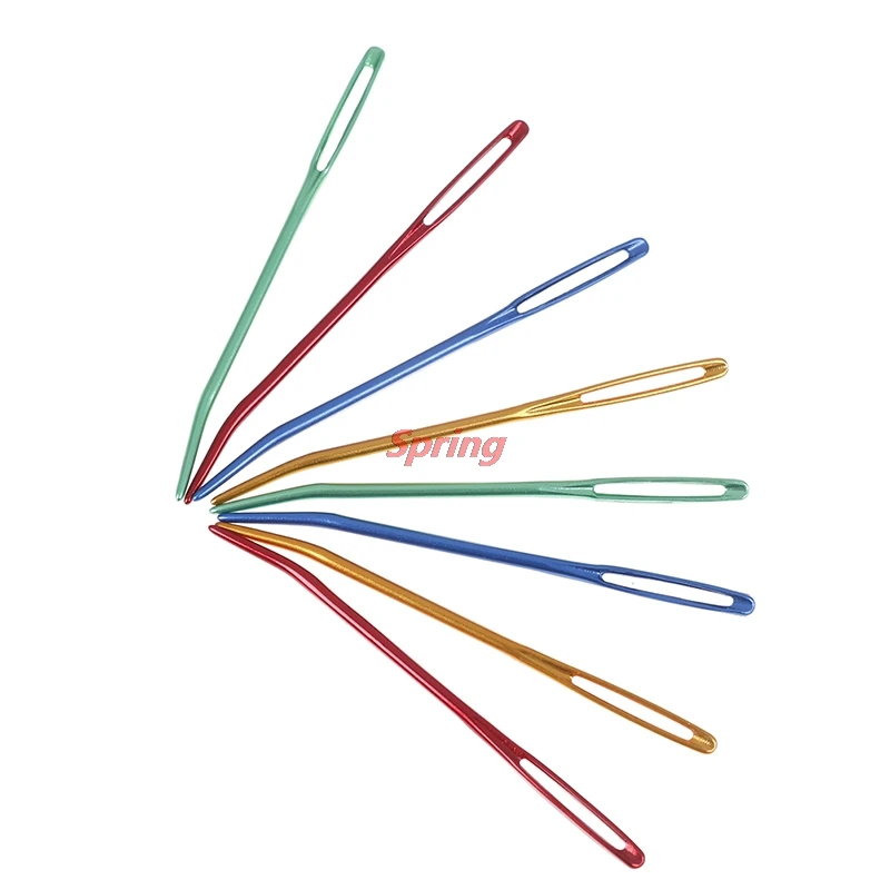 

New 2pcs Aluminum Bent Tip Tapestry Darning Knitting Needles Needlework Crafts Sewing Bent Needle Big Eye Yarn Knitting Needle
