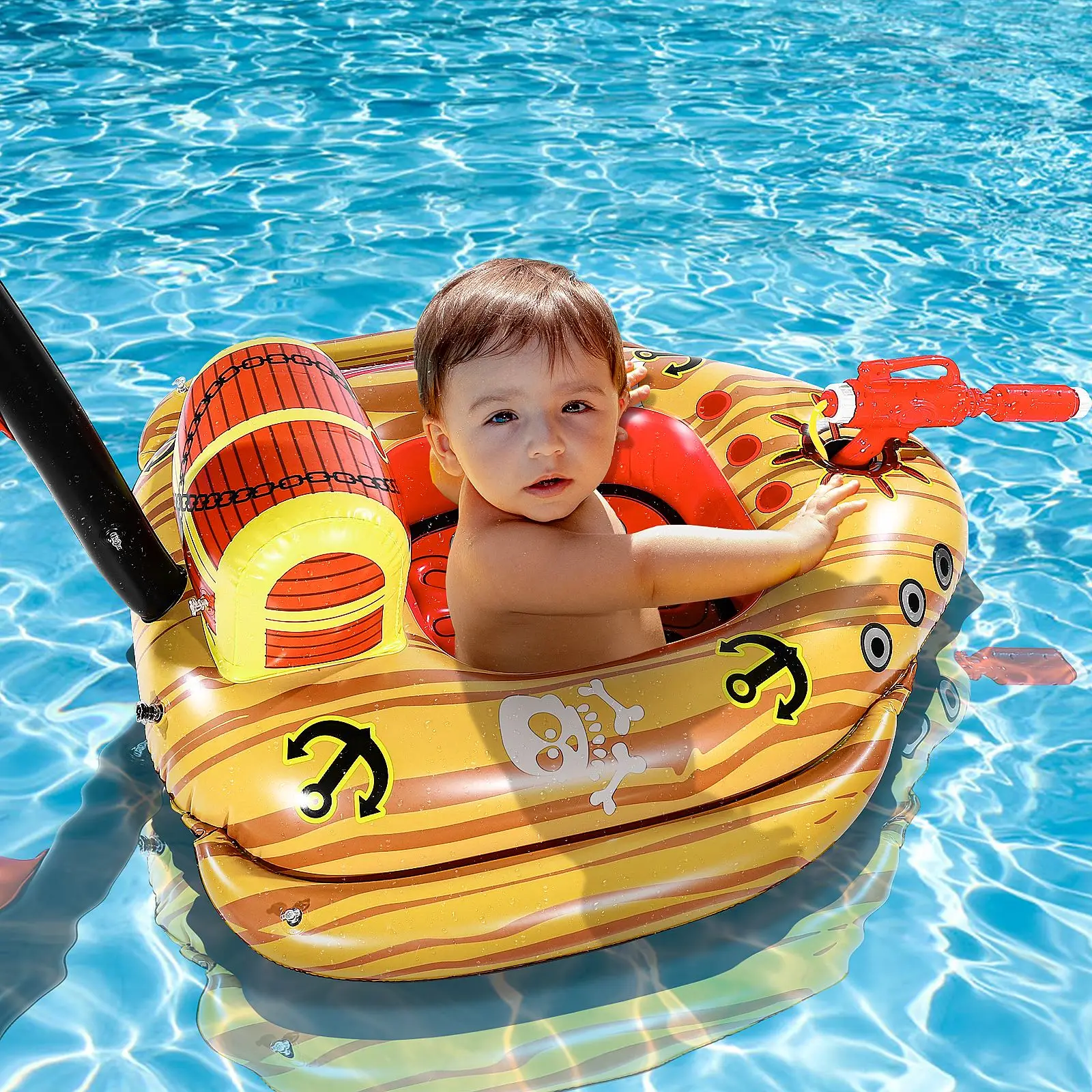 

UNOMOR ПВХ надувной пиратский корабль бассейн плавающий ребенок малыш плавание поплавок детское сиденье лодка плавательный круг бассейн игру...