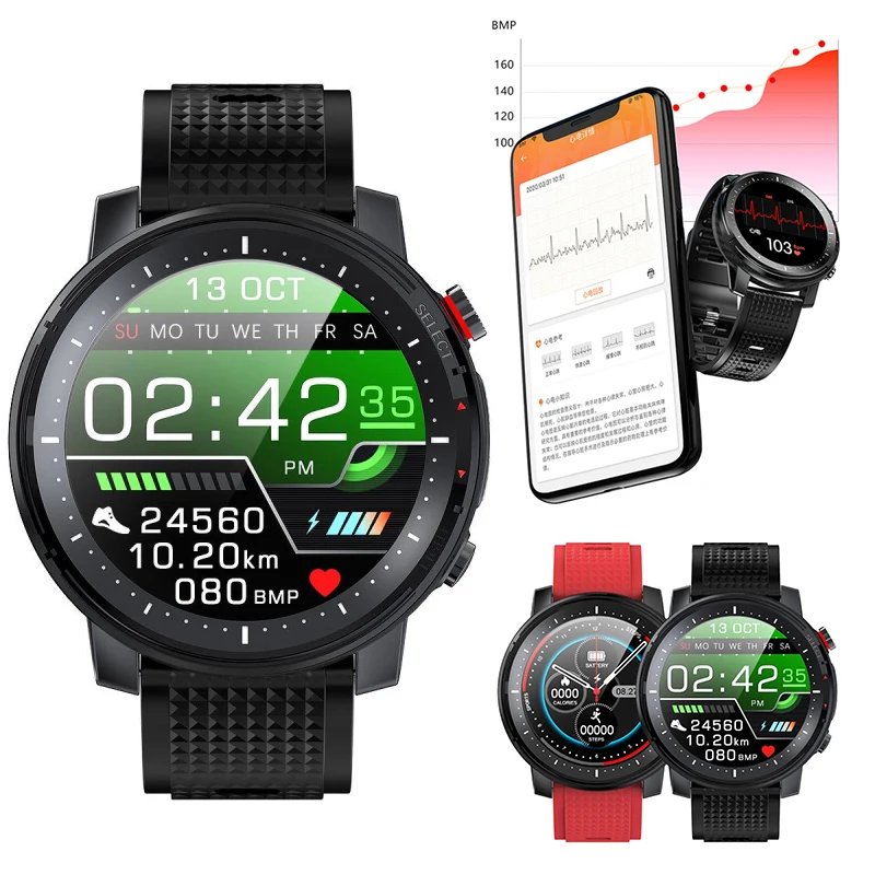 Смарт часы ECG L15 для мужчин и женщин сенсорный экран водозащита IP68 HD 1 3 дюйма