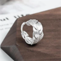 creative ethnic style exquisite fashion atmosphere silver plated jewelry feather branch leaf opening rings r165